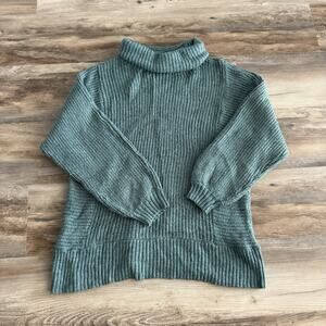 American Eagle Green Ribbed Turtleneck Sweater Women’s Size M Pullover Knit Cozy